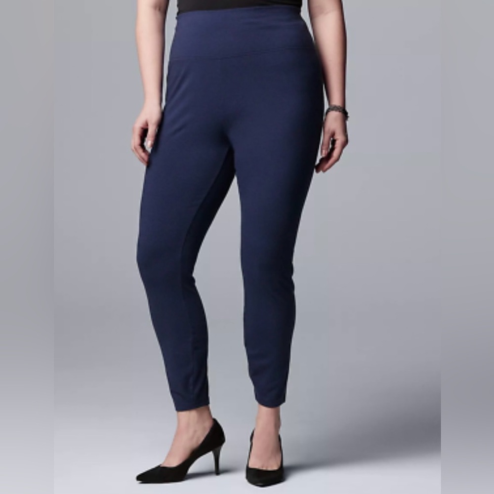 SIMPLY VERA WANG Womens Size Large Peacoat Navy Blue High-Rise Live-In Leggings